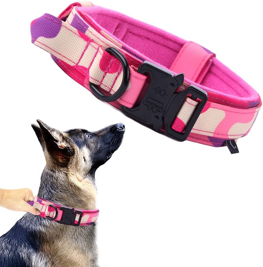 Tactical Dog Collar Adjustable Military Nylon Dog Collar with Control Handle and Heavy Duty Metal Buckle for Medium and Large Dogs (Brown,L) - Image 9