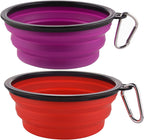 Large Collapsible Dog Bowls, 34oz Travel Water Food Bowls Portable Foldable Collapse Dishes with Carabiner Clip, 2 Pack (Blue + Red) - Image 9