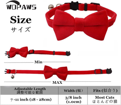 WDPAWS red velvet kitten collar showing cat-shaped breakaway safety buckle close up