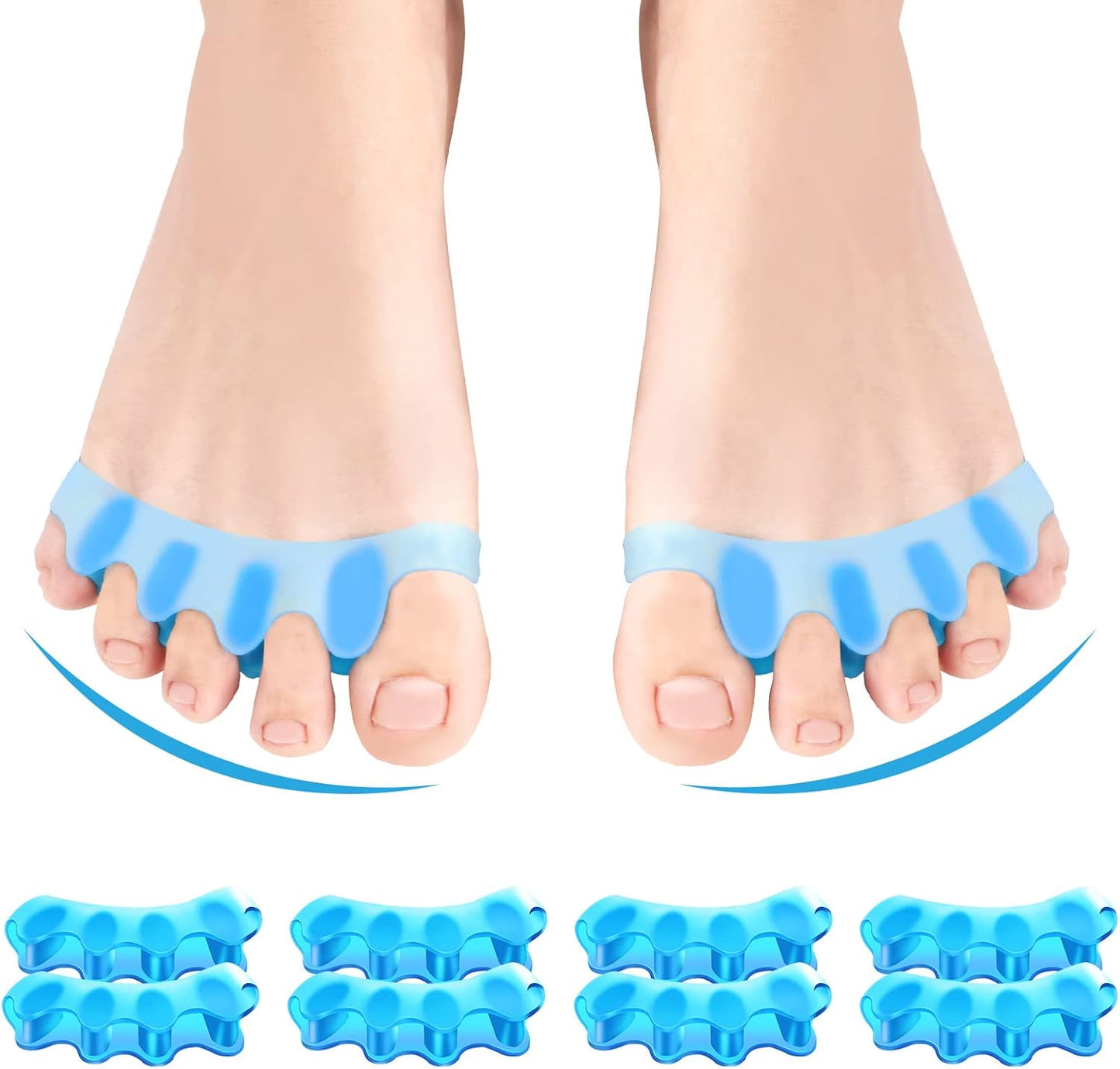 Juzure professional silicone toe separators 8 piece set front view