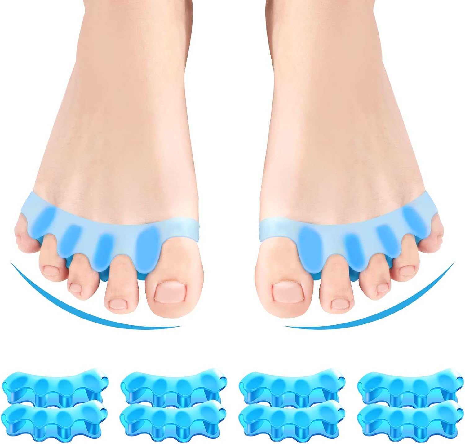 Juzure professional silicone toe separators 8 piece set front view