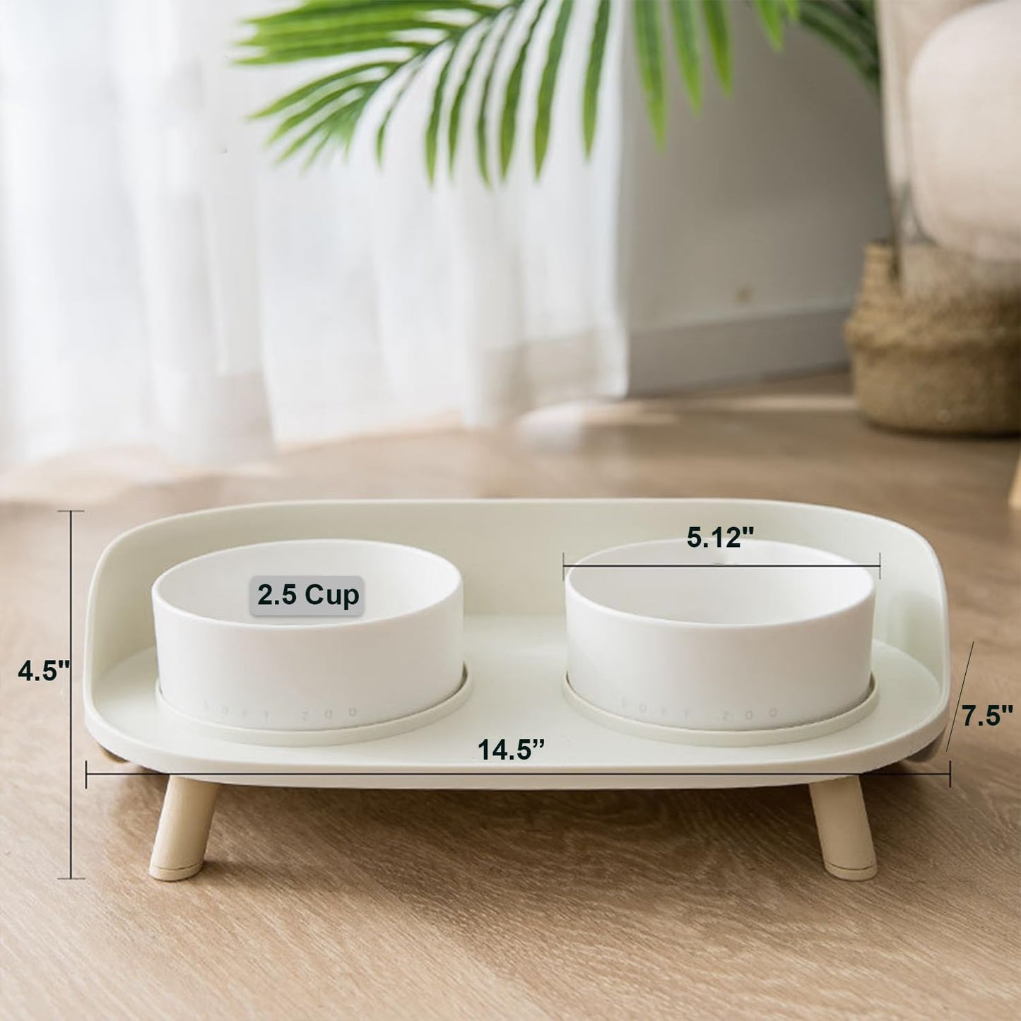 Hanamya raised dog food water bowls half moon anti spill design