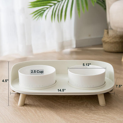 Hanamya raised dog food water bowls half moon anti spill design