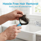 Blue large pet grooming brush with ergonomic non slip rubber grip