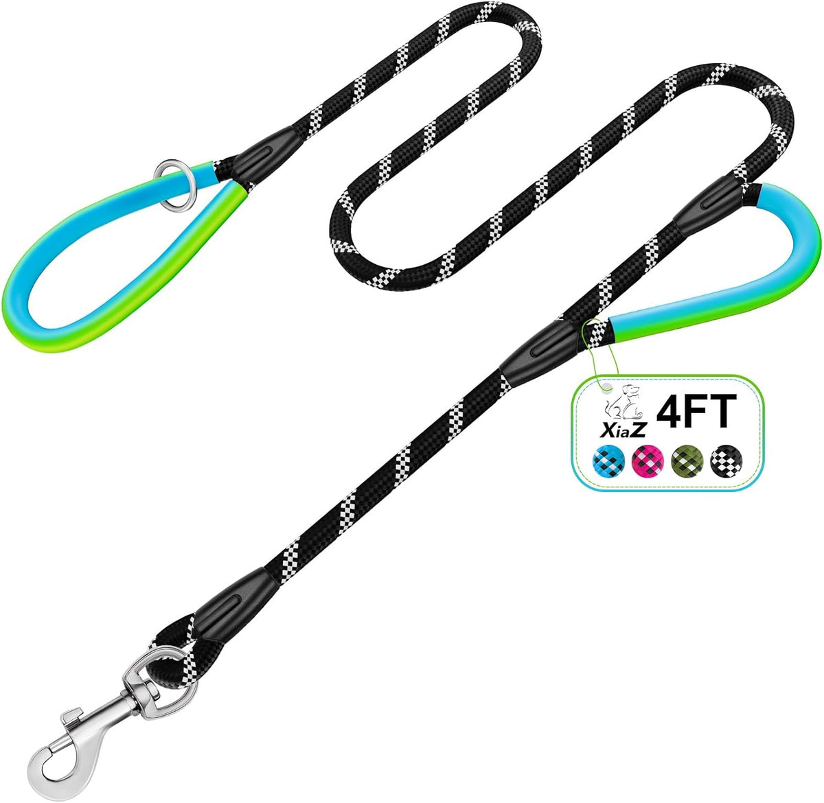 Dog Leash Heavy Duty 4/5/6ft XiaZ 2 Handles Dog Leashes for Medium Large Dogs 1/2 Inch 1000lb Strength Reflective PVC Waterproof-Handles Metal Hook Dual-Handle Rope Leash Nighttime Safety - Image 13