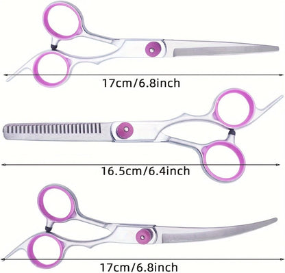 PAWCHIE curved pet scissors showing rounded safety tips for precise face and paw trimming.