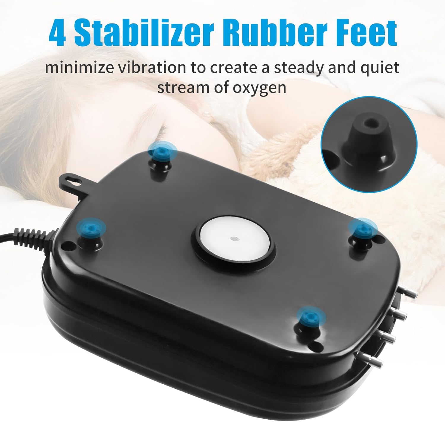 Aquaneat powerful aquarium pump showing rubber stabilizer feet