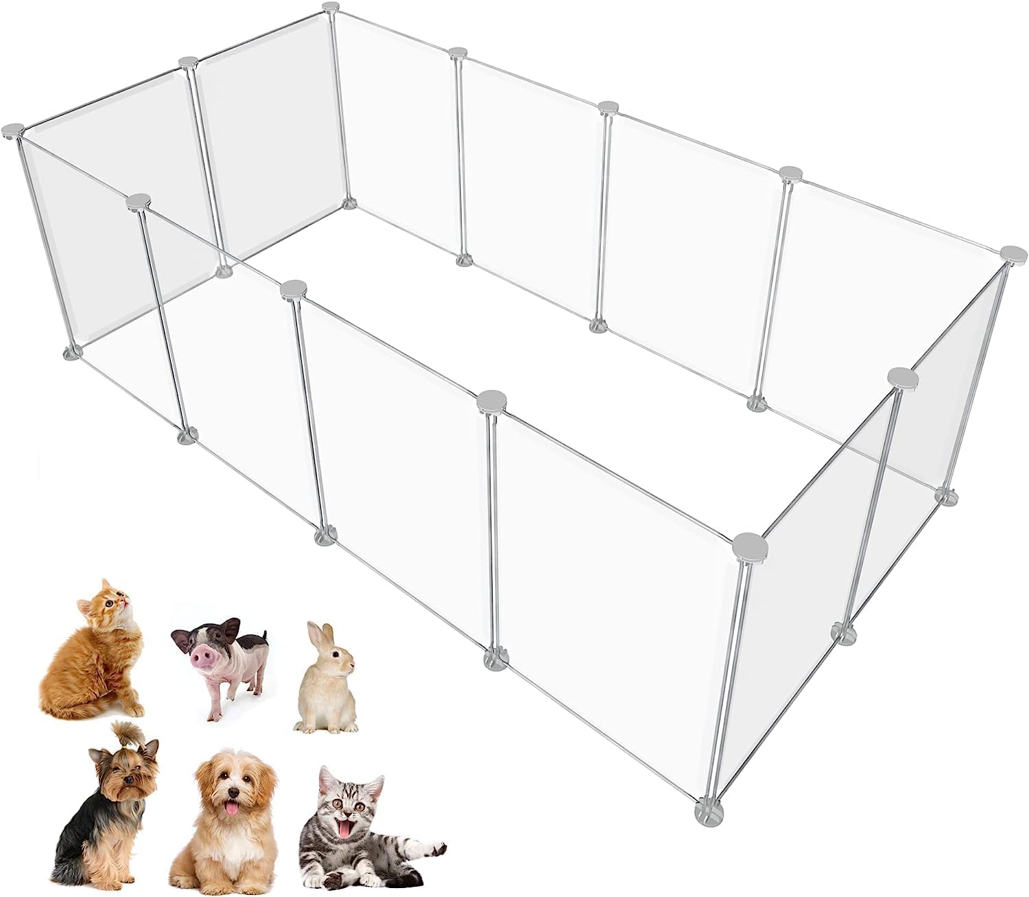 Pet Playpen Portable Small Animals Playpen, Customizable Shape & Height Pet Fence Yard Fence for Guinea Pigs, Bunny, Ferrets, Mice, Hamsters, Hedgehogs, Puppies, Turtles-12 Panels - Image 1