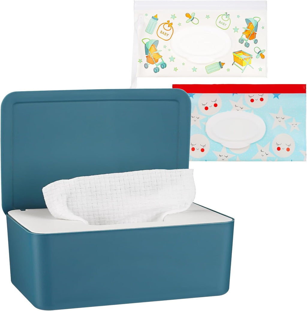 Whiidoom Diaper Wipes Dispenser and Holder front view in blue