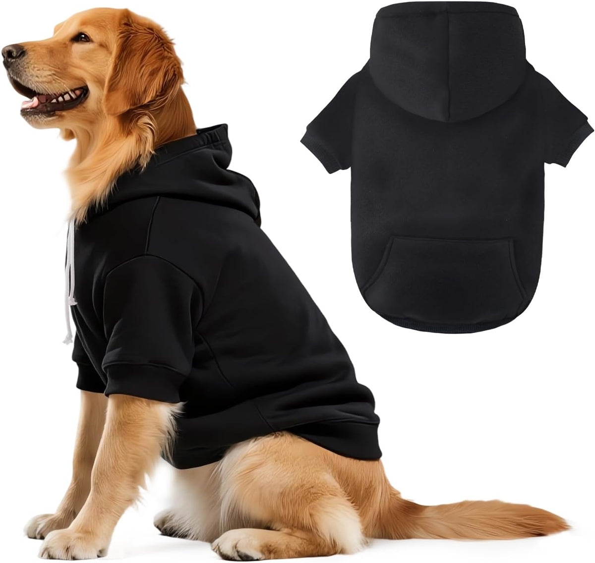 BAOBICUTE dog basic hoodie black front view premium winter pet apparel