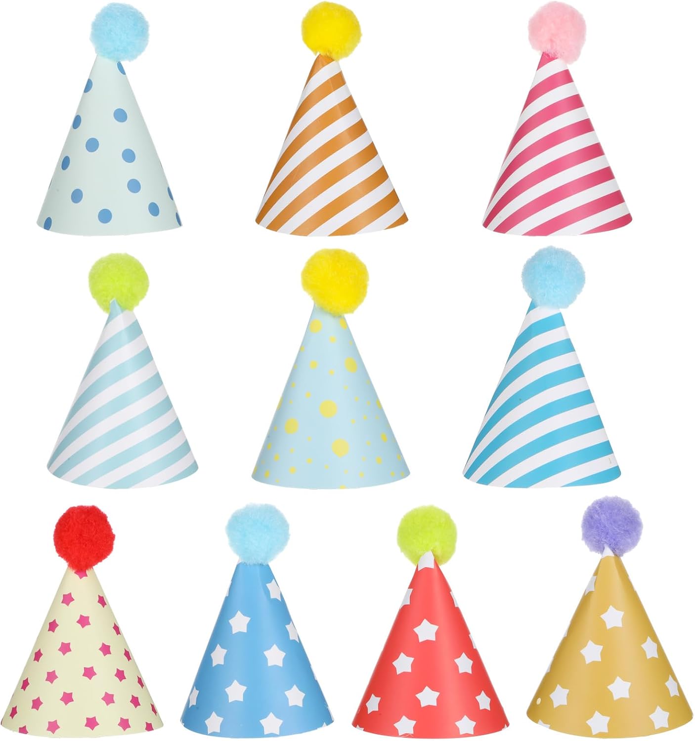 Measurement view of Tucnoeu mini party hat height and diameter