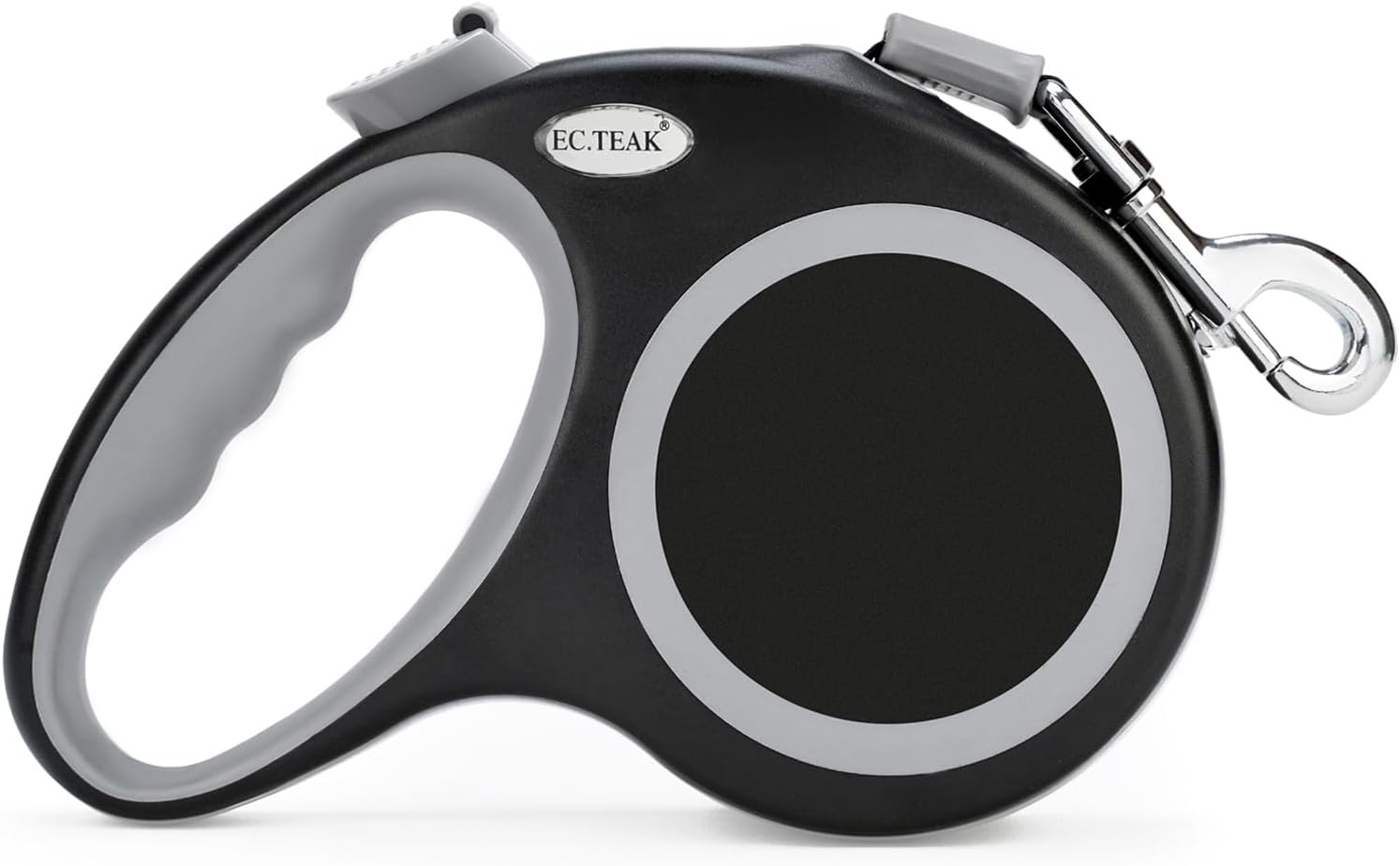 Ec.Teak retractable dog leash 26 feet black front view