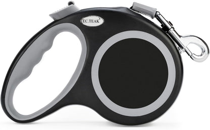 Ec.Teak retractable dog leash 26 feet black front view