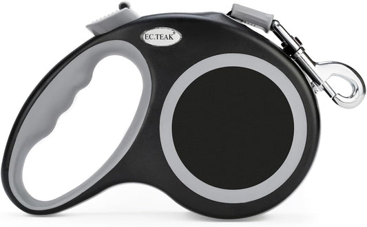 Ec.Teak retractable dog leash 26 feet black front view