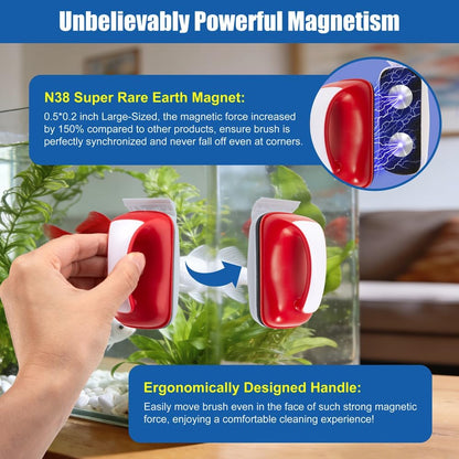 Aquarium magnetic cleaning tool demonstrating the detachable high strength plastic scraper blade.
