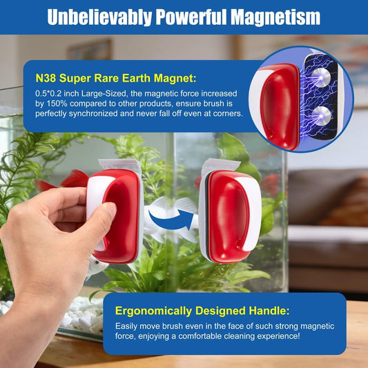 Aquarium magnetic cleaning tool demonstrating the detachable high strength plastic scraper blade.