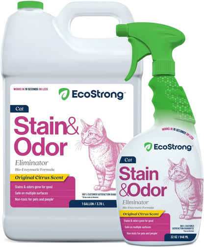 Eco Strong Cat Stain And Odor Remover | Enzyme Urine Odor Neutralizer - Stain Remover for Carpet, Litter Boxes, Bedding, and Laundry [Citrus Scent, 32 oz. Spray] - Image 11