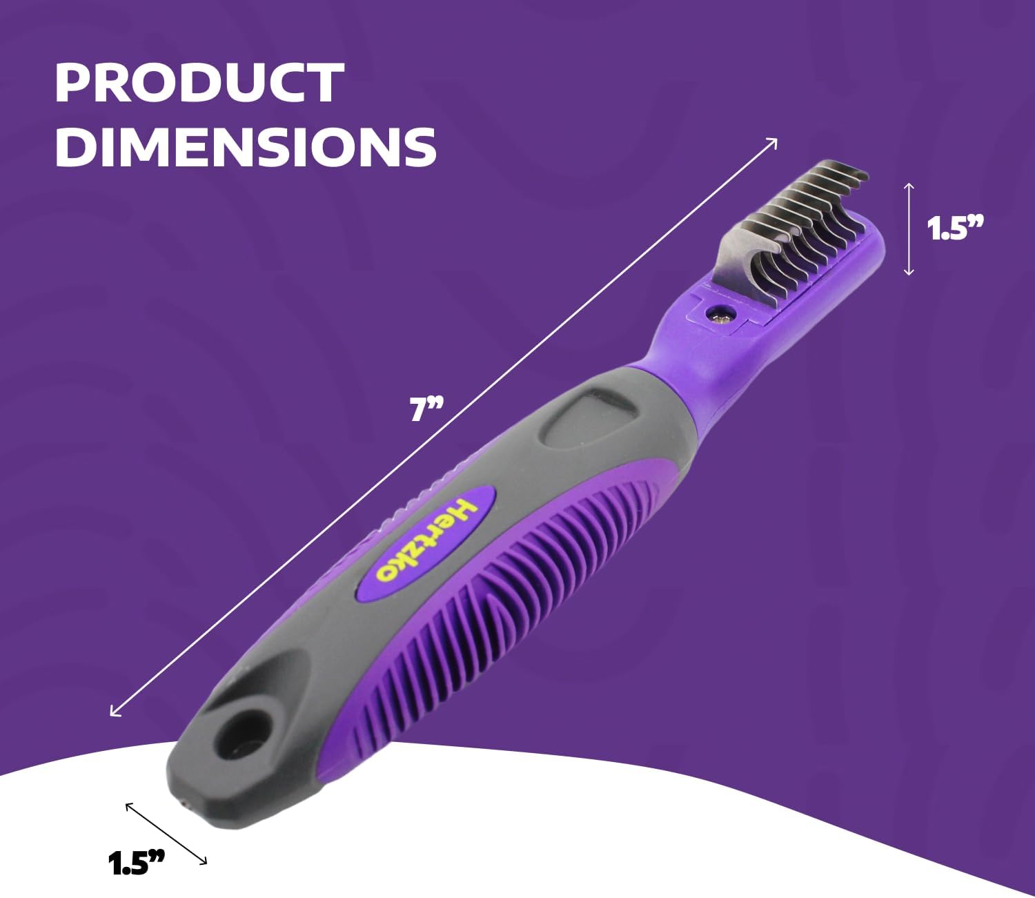 Hertzko pet grooming tool showing the comfortable ergonomic non slip handle and thumb rest