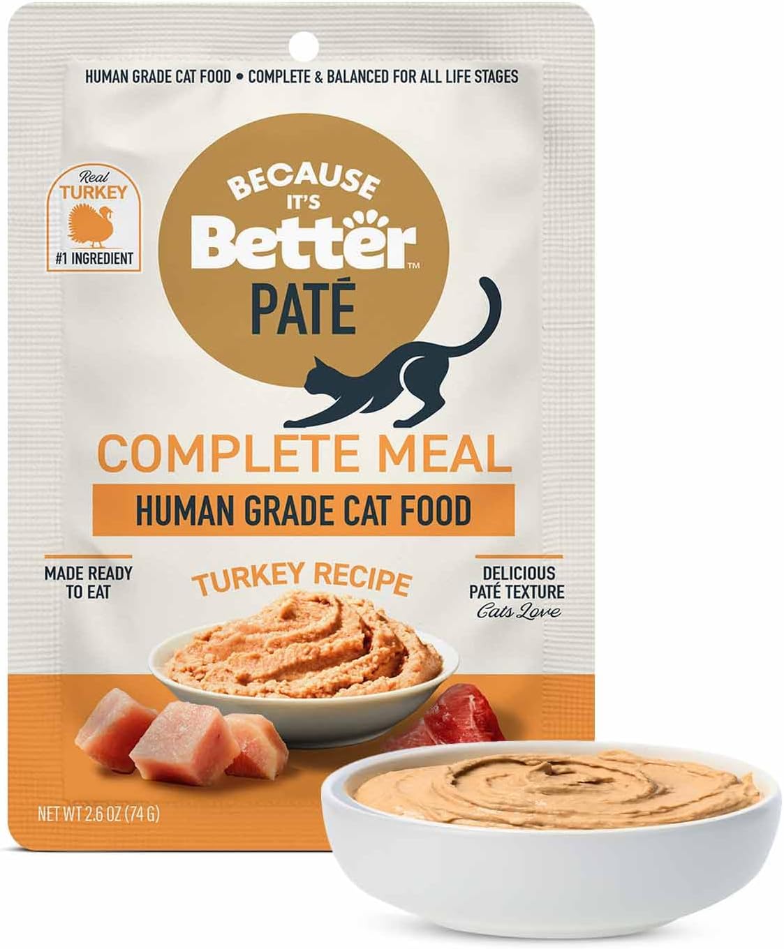 Because It's Better Pate Complete Meal - Wet Cat Food - Real Chicken Recipe - Organic, Balanced, Smooth Pate Texture, Human-Grade Ingredients, Grain Free, 2.6 oz Pouches (12 Count) - Image 9