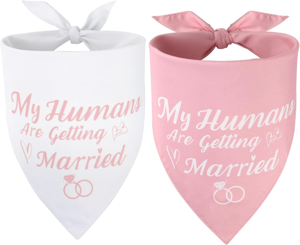 SZEE Engagement Gifts for Couples, 2 Pack My Humans are Getting Married Dog Bandanas, Wedding or Bridal Shower Gifts for Bride, Dog Wedding Bandanas, Engagement Party Decorations (White & Black, L) - Image 10