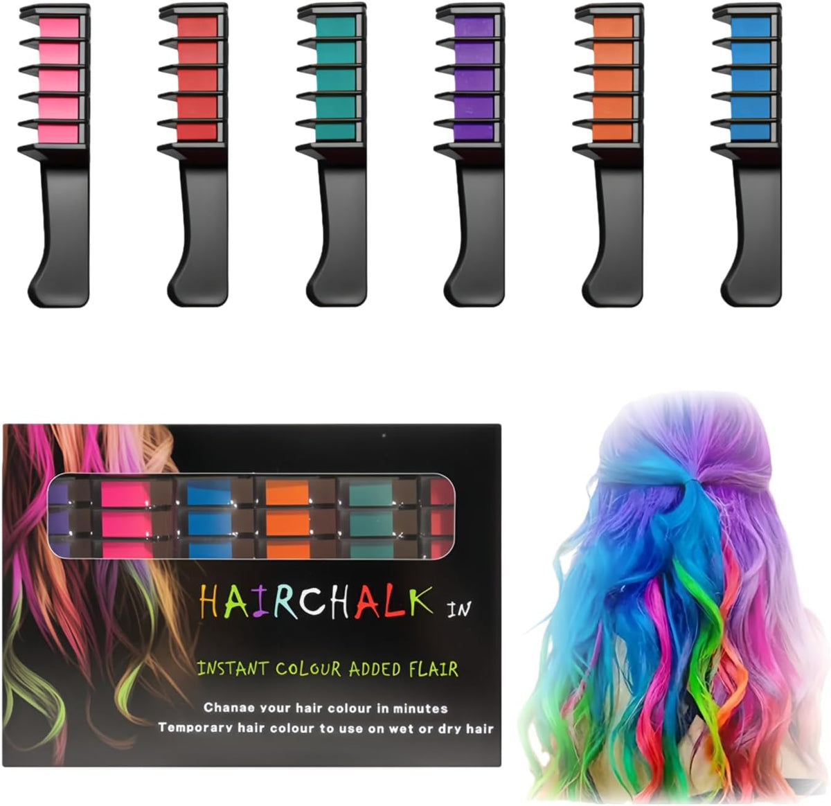Generic Festive Fun hair chalk comb set front view