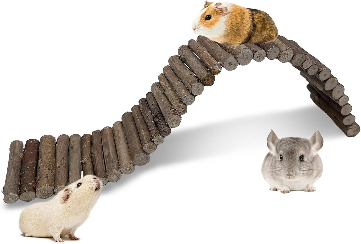 Hamiledyi hamster wooden bridge front view placed as an arched tunnel inside a cage.