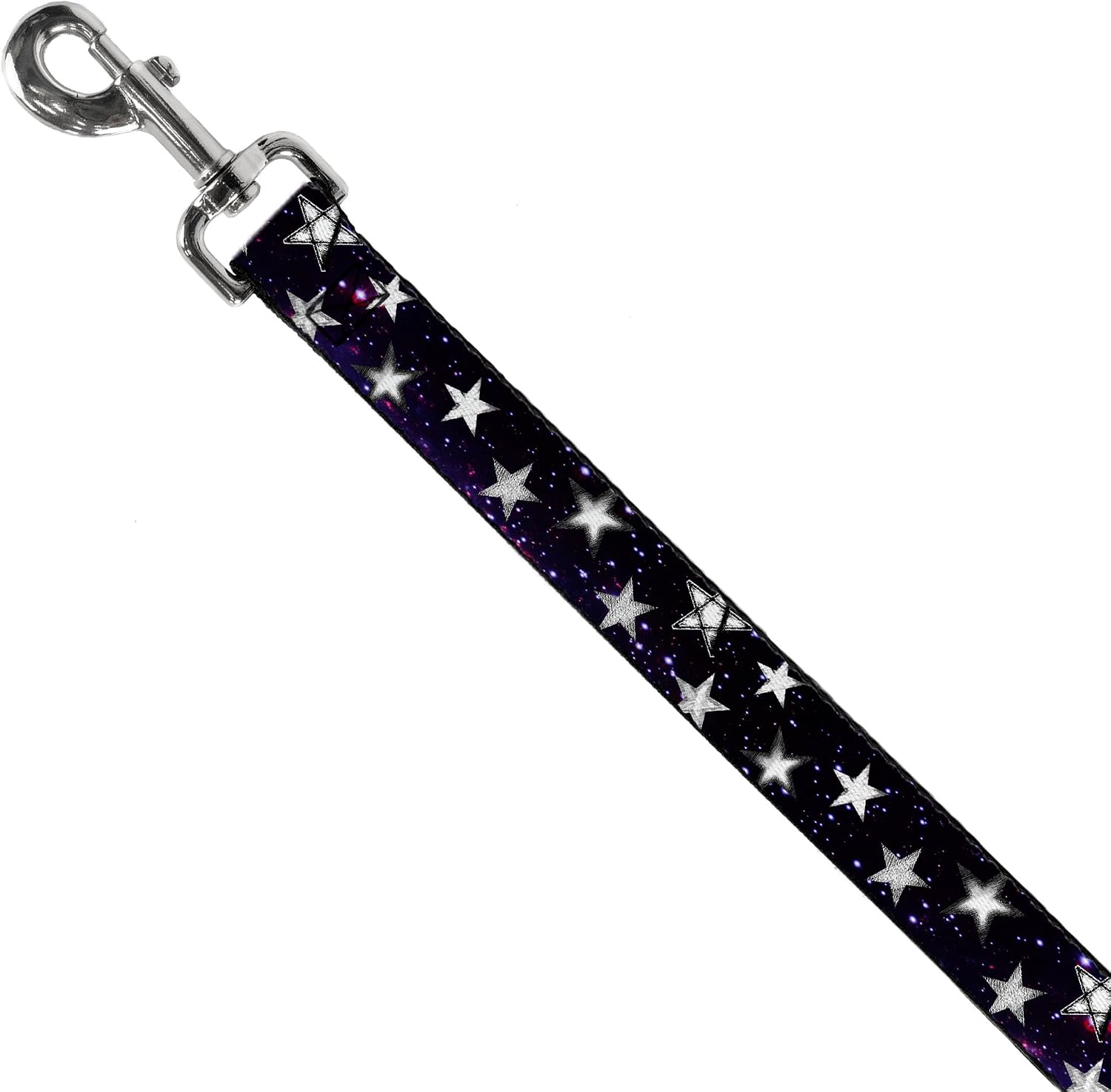 Close up of Buckle-Down leash snap hook and space pattern