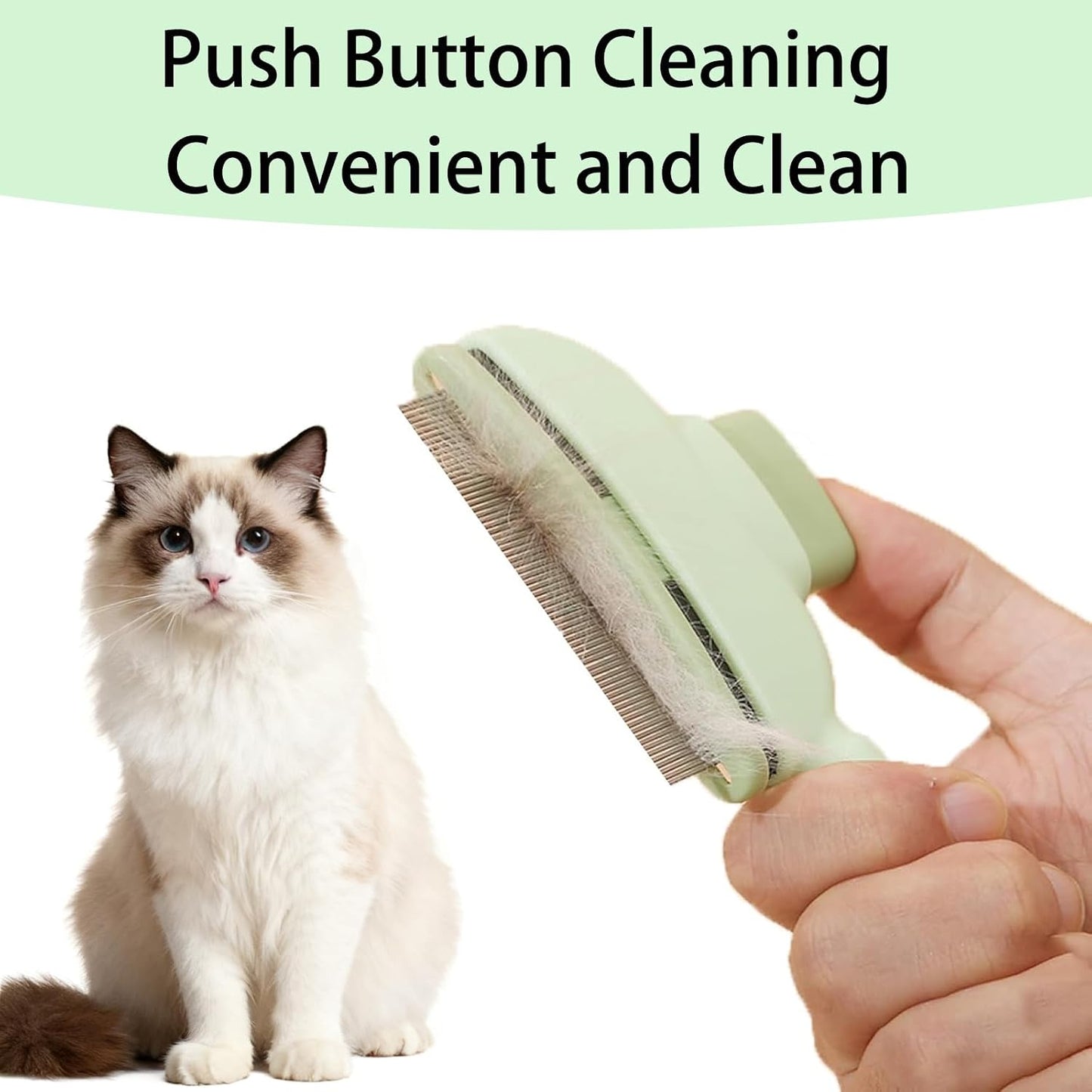 Fine-toothed stainless steel pet comb by GOIOJ highlighting the skin-safe rounded pins.