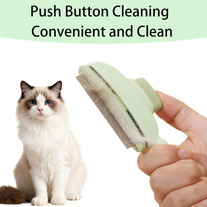Fine-toothed stainless steel pet comb by GOIOJ highlighting the skin-safe rounded pins.