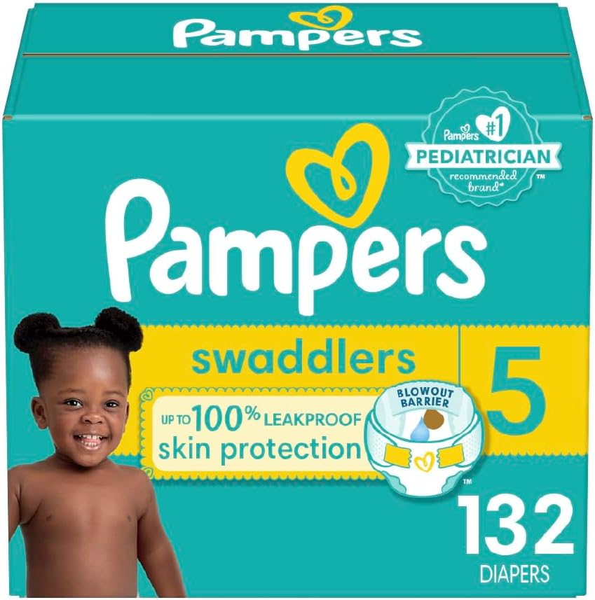 Pampers Swaddlers Size 5 132 Count box front view
