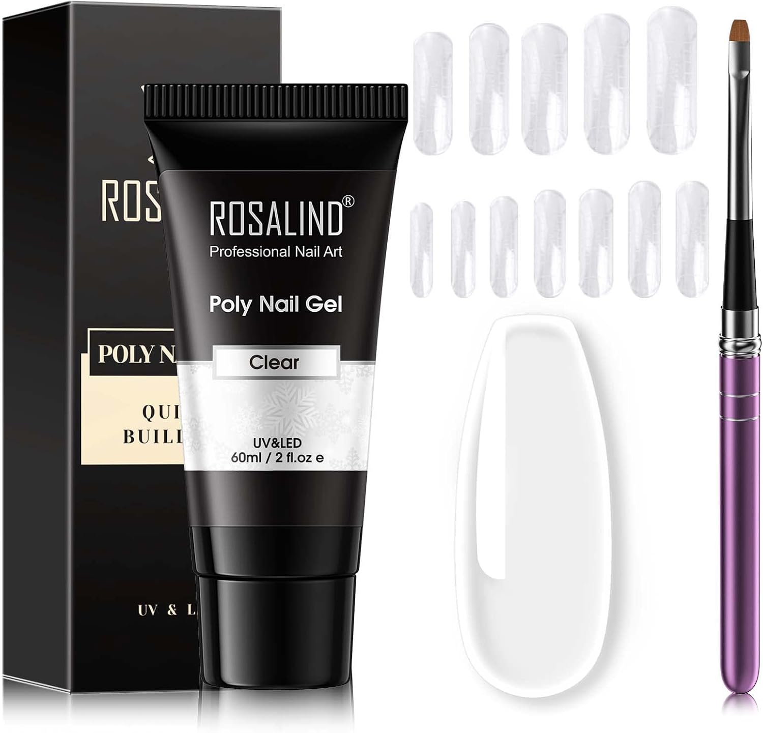 Rosalind Clear Poly Nail Gel Kit 60ml front view package