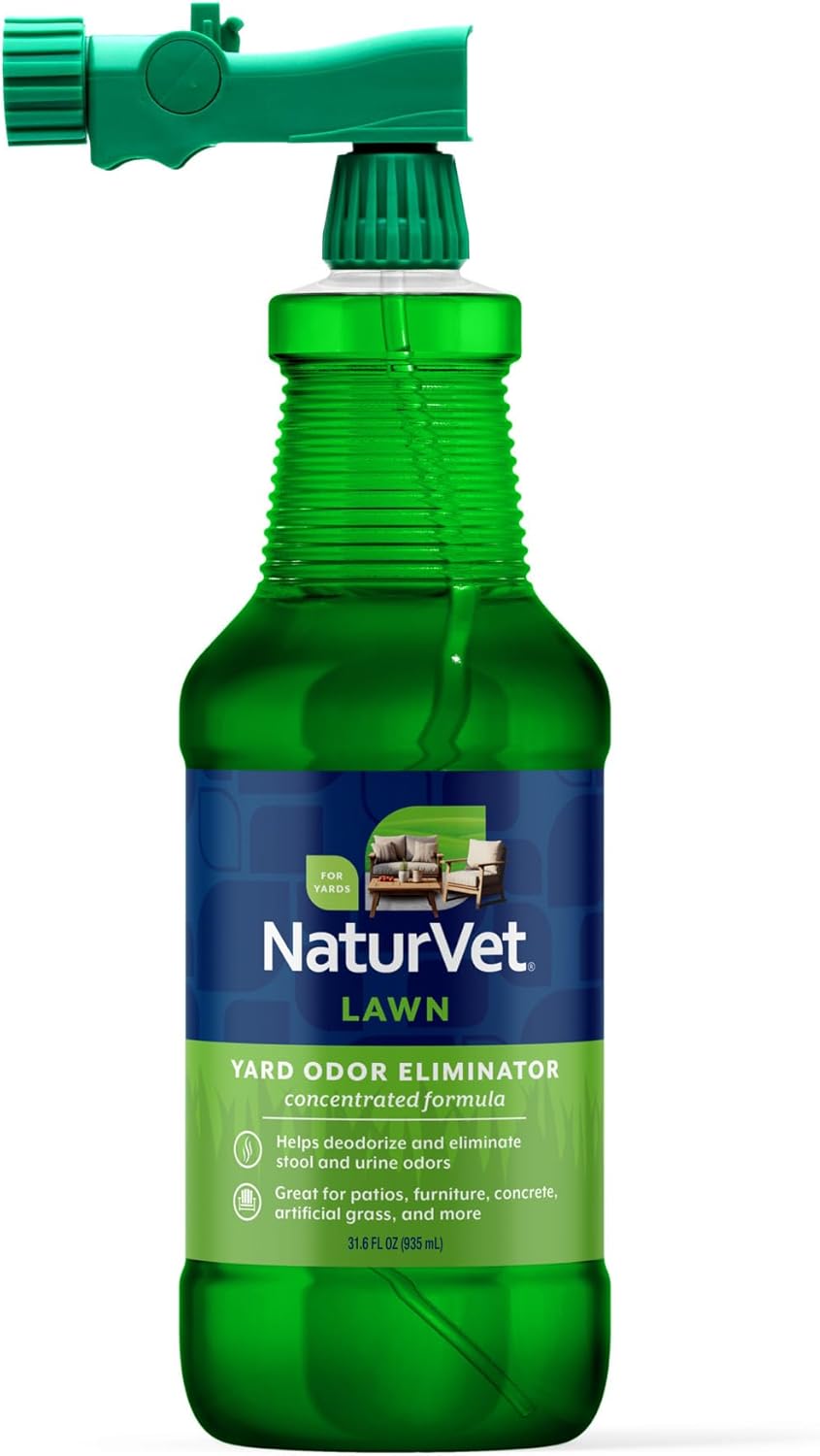 Full view of NaturVet pet odor eliminator bottle with branding