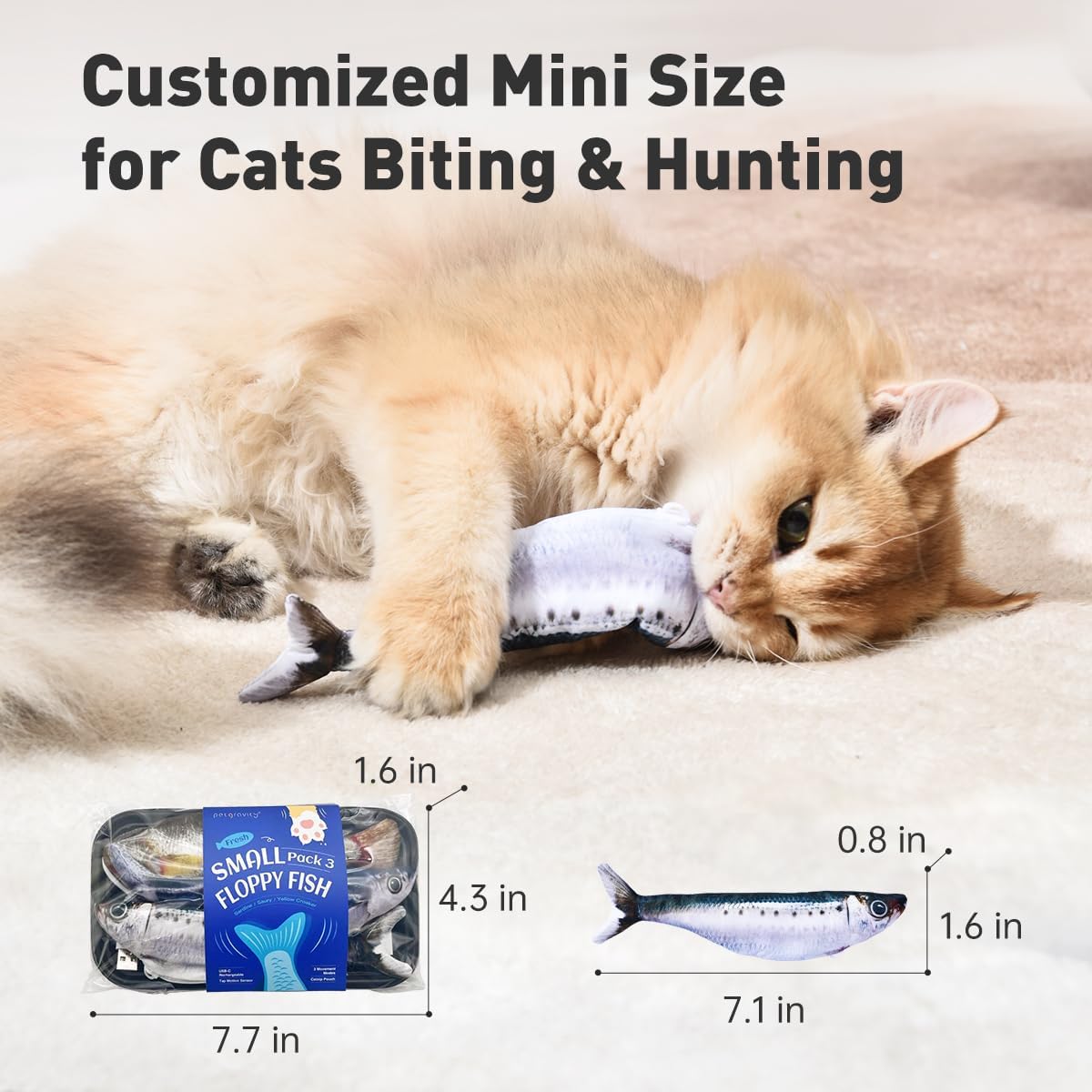 Petgravity cat fish toy with catnip pouch insert