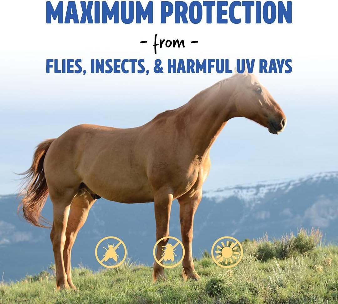 Side profile of horse wearing Opti-Force fly mask