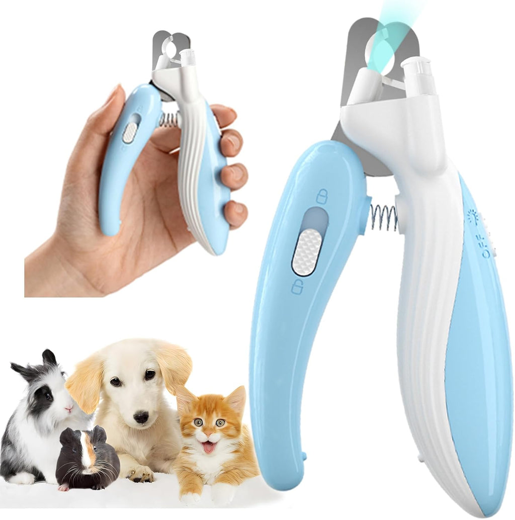 Ginalaia pet nail clippers with LED light blue front view