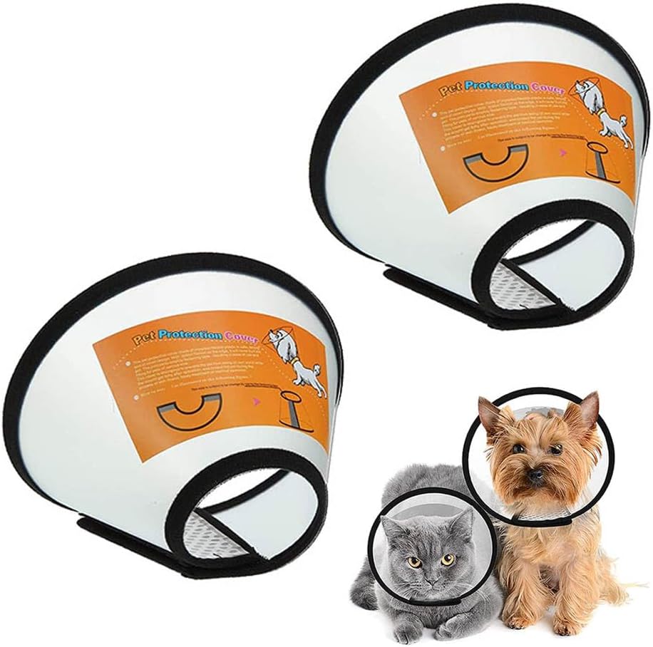 VOVIGGOL two pack cat recovery cone front view for post surgery healing