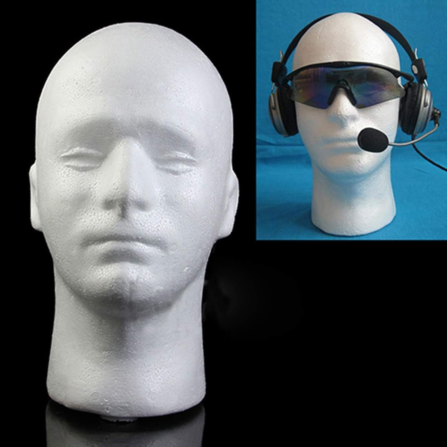 Papaba male styrofoam mannequin head front view for wig display