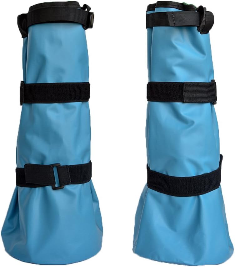 Yeezo Hoof Soaking Boot blue pair front view for horse leg therapy