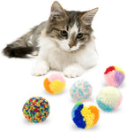 Andiker 6 Pieces Assorted Color Cat Ball Toys front view pack of interactive kitten chasing toys