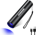 Darkbeam 365 nanometer UV flashlight front view highlighting the compact black aluminum body.