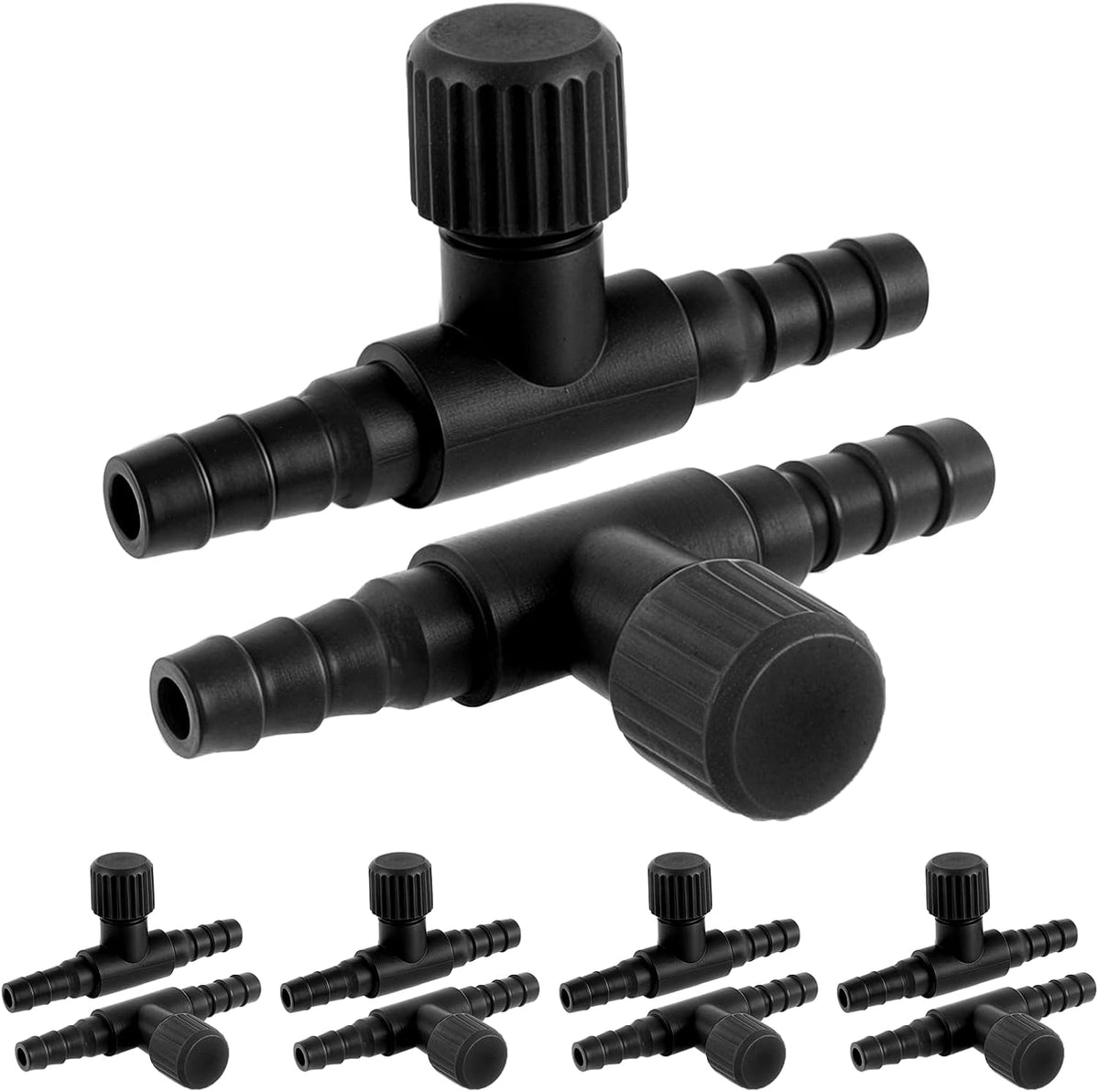 SYOSI Psyqtsuary aquarium air valve 10 pieces pack front view showing black T-shaped design.
