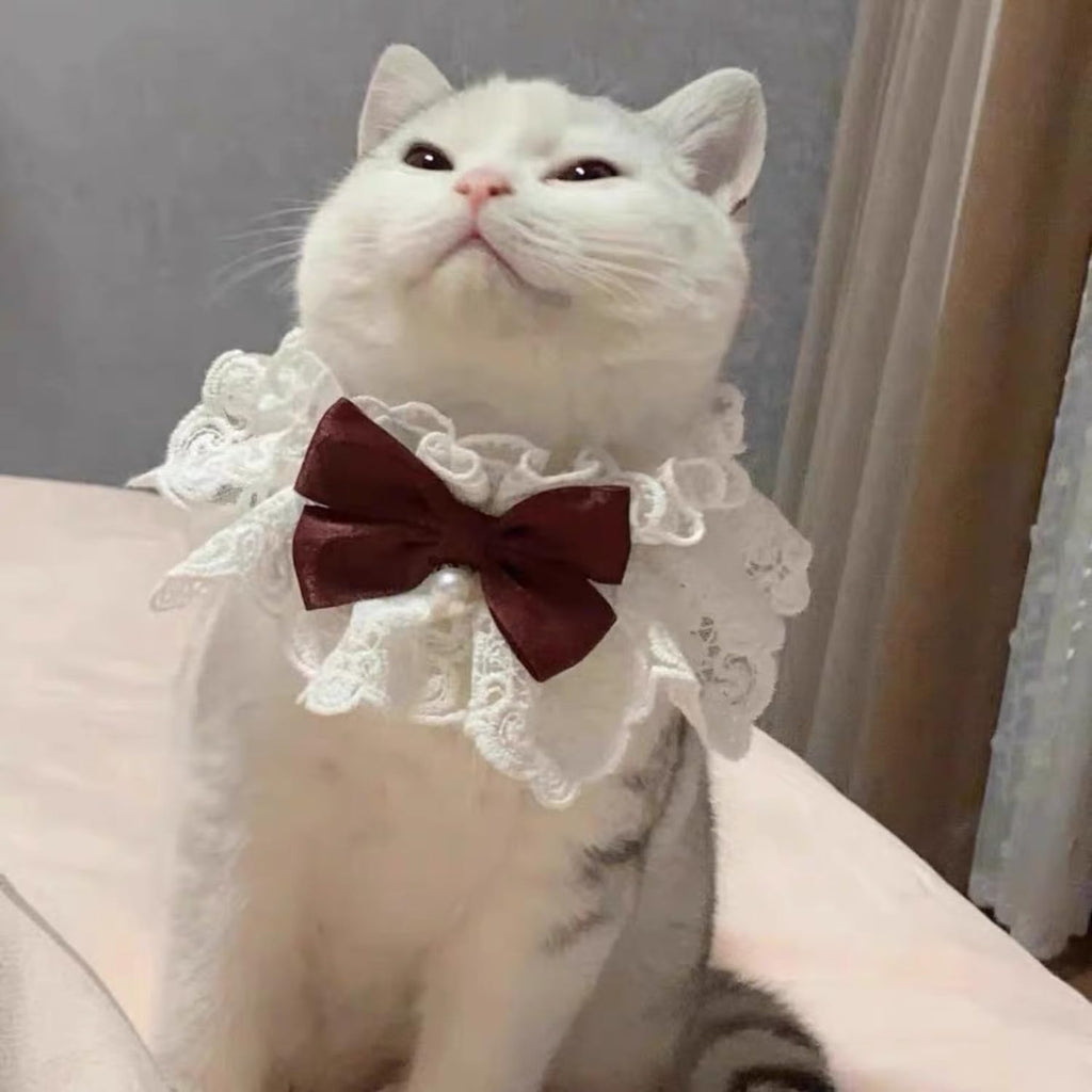Cute Cat Bow Tie Floral Aesthetic Cats Bowtie Collar Kawaii Clothing Set Accessories for Indoor Outdoor Kitten (B,M) - Image 10