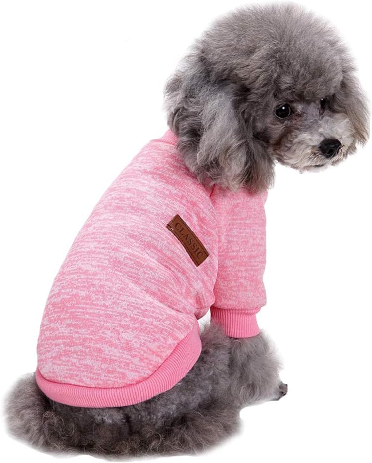 Jecikelon fleece dog sweater front view small pink winter apparel