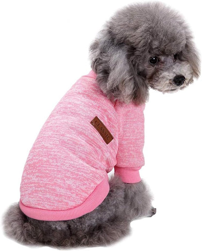 Jecikelon fleece dog sweater front view small pink winter apparel