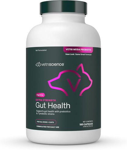 VetriScience Extra Strength Gut Health Probiotic & Prebiotic Digestive Supplements for Dogs & Cats, Gas & Diarrhea & Immune Support, Easy-Open Capsules, 120 Count - Image 11