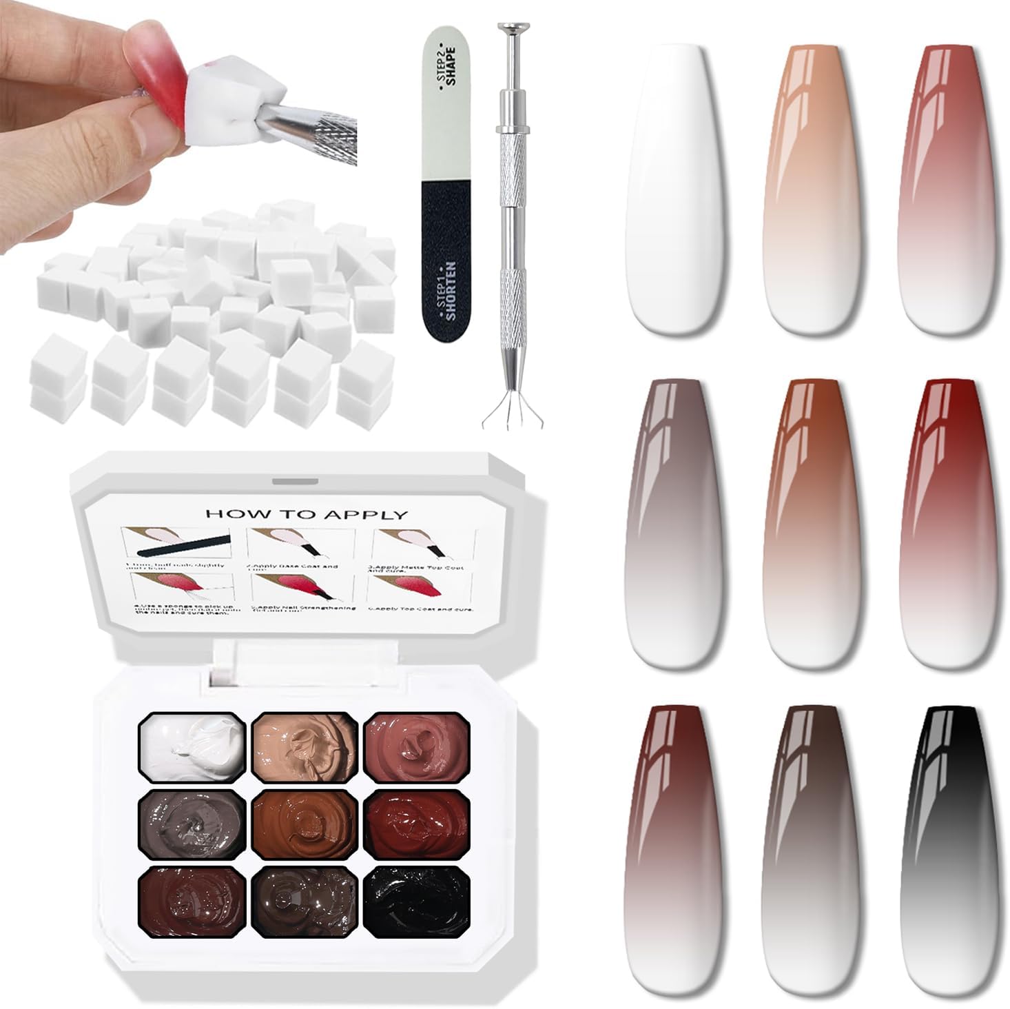 HiLemon 9-Color Pat Gel Nail Polish Palette front view