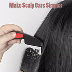 Lceyco anti dandruff scalp detox comb with red non slip rubber grip handle close up