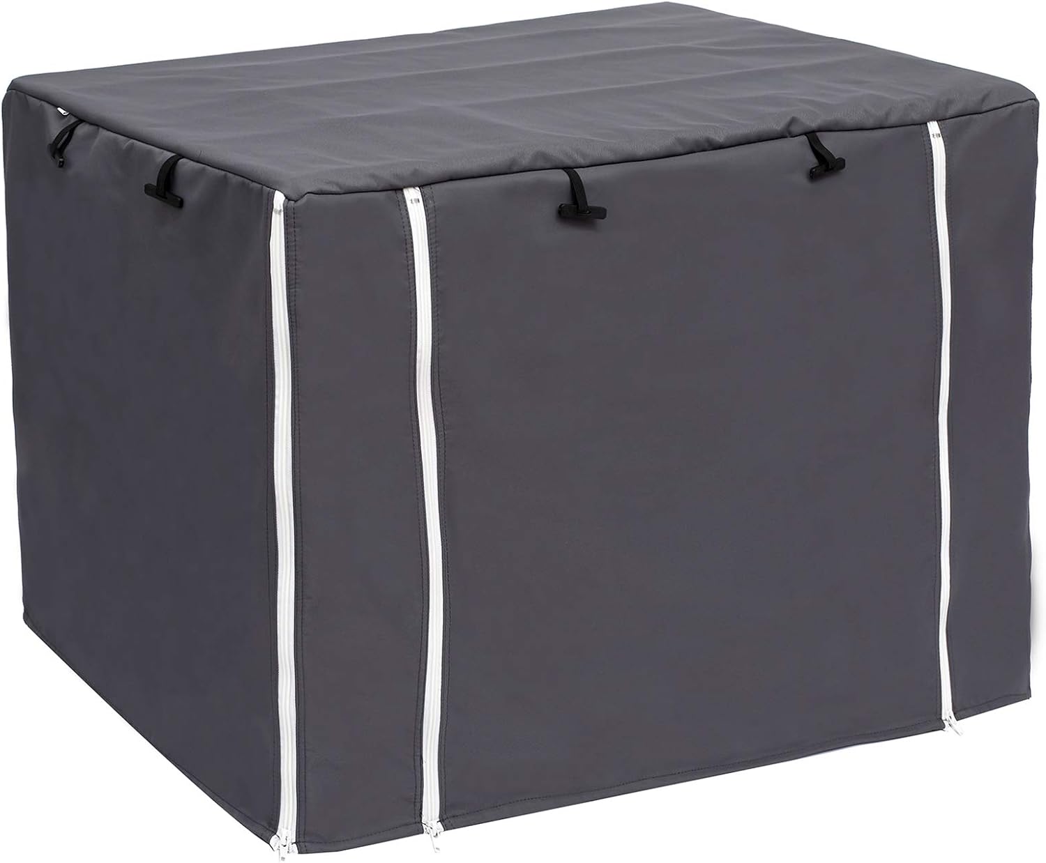 Morezi dog crate cover dark grey front view fitted on a wire kennel cage
