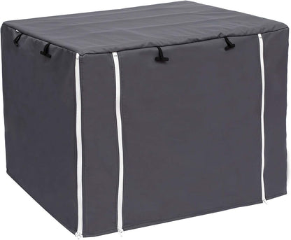 Morezi dog crate cover dark grey front view fitted on a wire kennel cage