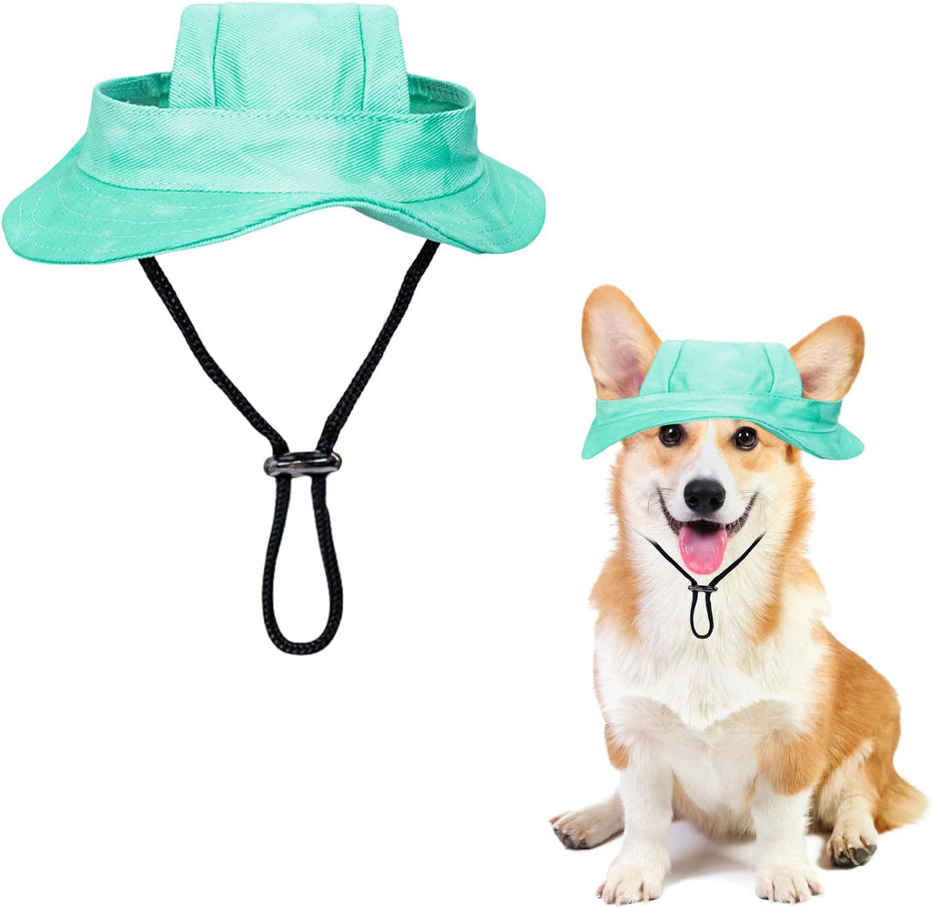Dog Sun Hat,1PC Adjustable Princess Dog Bucket Hat with Ear Holes,Round Brim Dogs Visor Cap Pet Fisherman Hat for Pupies Small Dogs Cat Outdoor Sport (Blue, Large) - Image 10